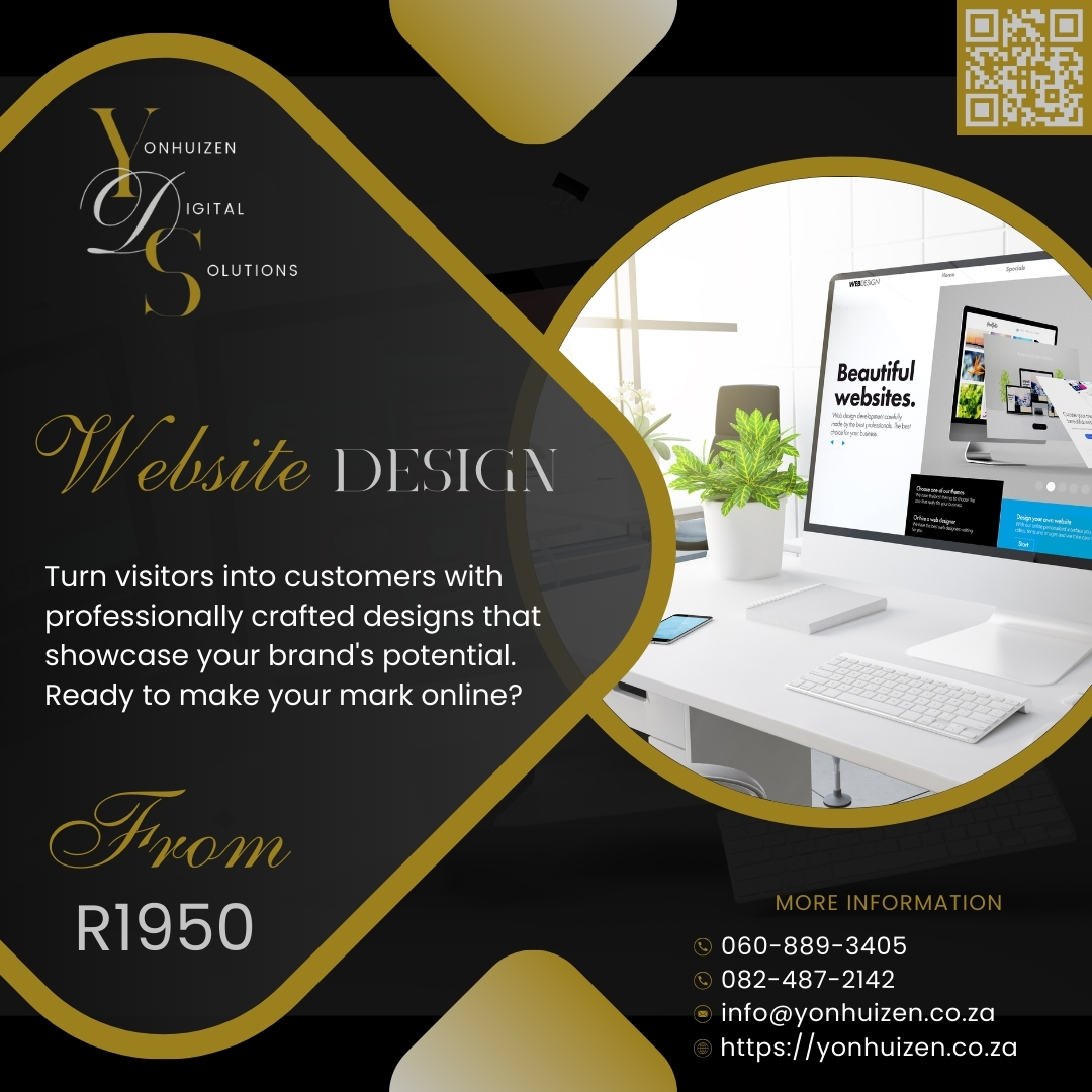 All services prices depends on the clients requirements. WhatsApp or call us on 060 889 3405 or e-mail us info@yonhuizen.co.za with all enquiries or quotation